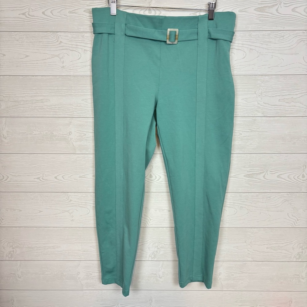 Betabrand Teal Belted High Waist Yoga Skinny Dress Pants Size XL